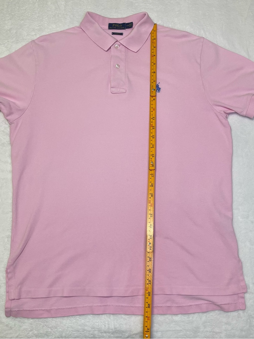 Polo Ralph Lauren Classic Fit Pink Pique Short Sleeve Polo Men's Large Blue Pony - Picture 5 of 7
